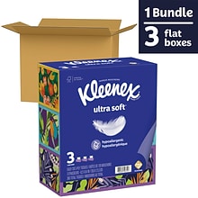 Kleenex Ultra Soft Facial Tissue, 3-Ply, 120 Tissues/Box, 3 Boxes/Pack (54314)