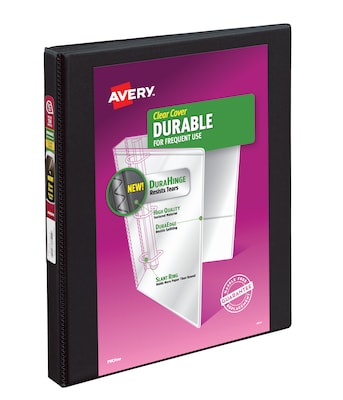 Avery Durable 1/2 3-Ring View Binders, Slant Ring, Black (17001)