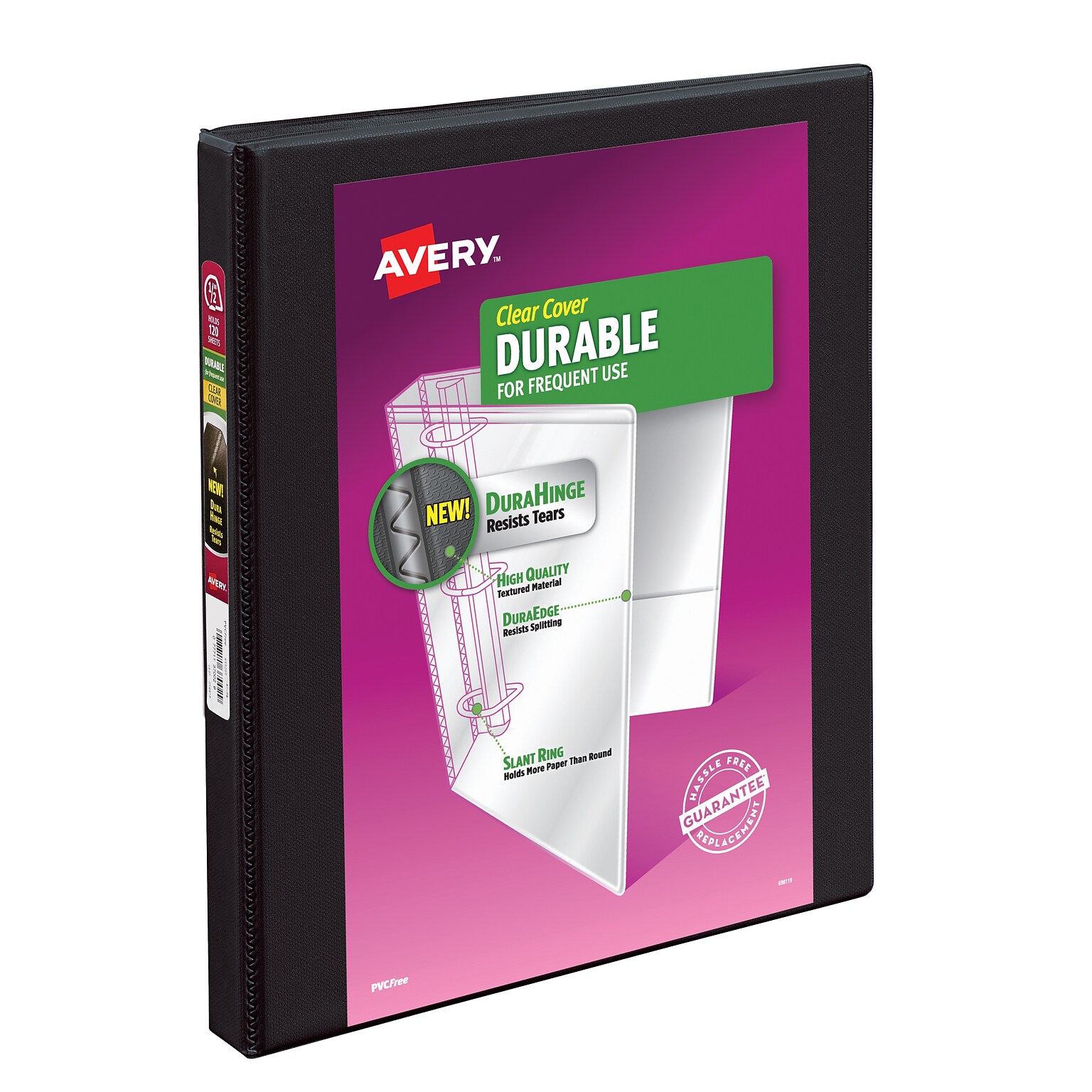 Avery Durable 1/2 3-Ring View Binders, Slant Ring, Black (17001)