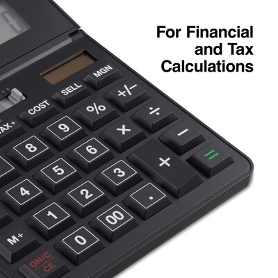 Staples 12-Digit Battery & Solar Basic Calculator, Black (TR290/ST290-CC)
