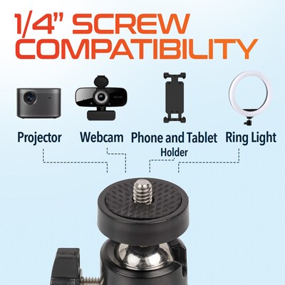 Delton S190S Adjustable Webcam Floor Stand and Tablet Clip Holder Bundle, Black (DPS190SBD1)