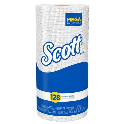 Scott Recycled Paper Towels, 1-ply, 128 Sheets/Roll, 20 Rolls/Pack (41482)
