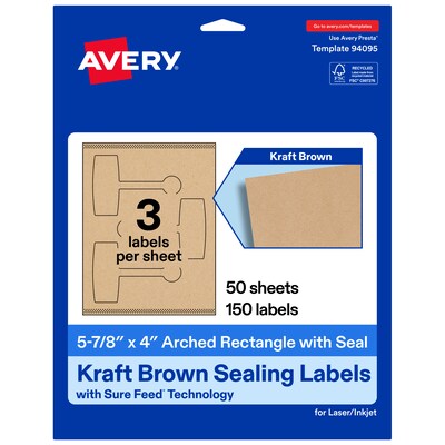 Avery Laser/Inkjet Multipurpose Labels, 5-7/8 x 4, Kraft Brown, 150 Labels/Box (19479370774)