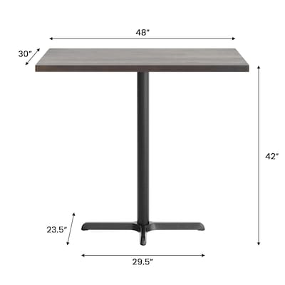 Flash Furniture Bennett Wooden Commercial Indoor Table, 48" x 30", Dark Brown Top/Black Base (GSF3048DBT2230B)