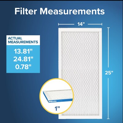 Filtrete High Performance 14" x 25" x 1" Pleated Air Filter, MERV 13, 4/Carton (UA04-4CA)