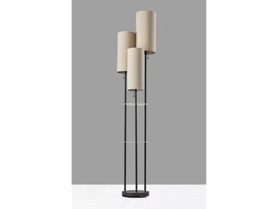 Adesso Trio 68 Matte Black Floor Lamp with Three Cylindrical Light Brown Shades (4305-01)