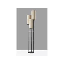 Adesso Trio 68 Matte Black Floor Lamp with Three Cylindrical Light Brown Shades (4305-01)