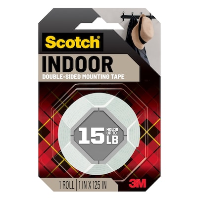 Scotch Double-Sided Indoor Mounting Tape, 1 x 3.47 yds, White, 1 Roll/Pack (314S-MED)