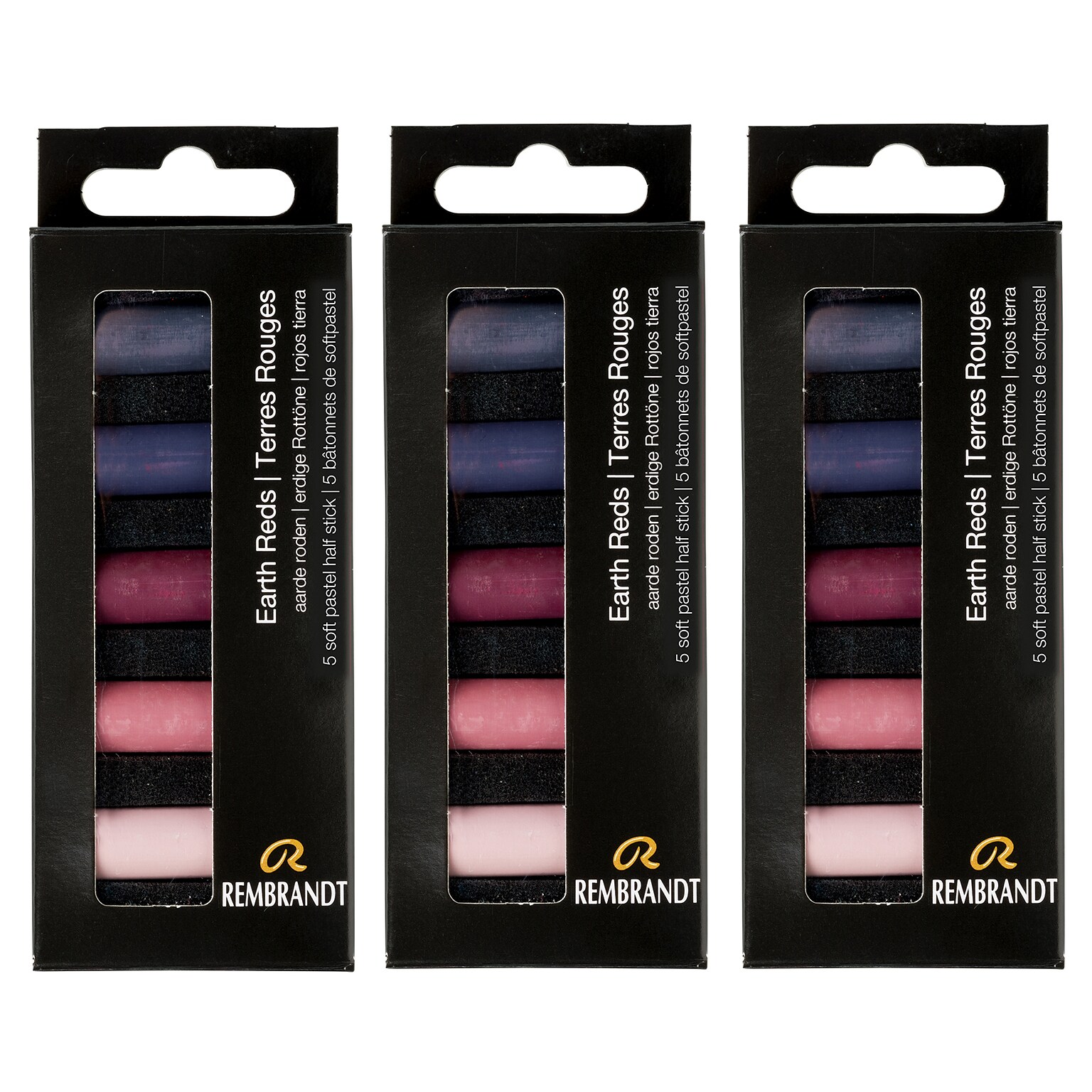 Rembrandt Soft Pastels Micro Sets, Earth Reds, 5/Set, 3 Sets/Bundle (RBX31820513-3)