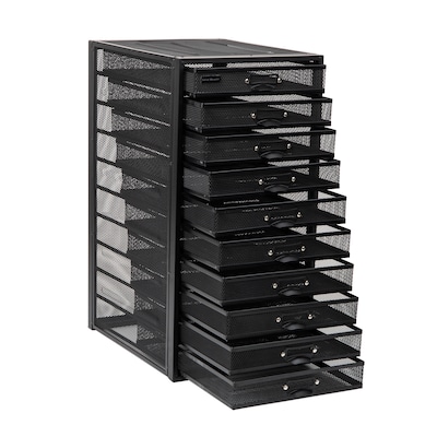Mind Reader 10-Compartment Metal Mesh File Storage Drawers, Black (10CABMESH-BLK)