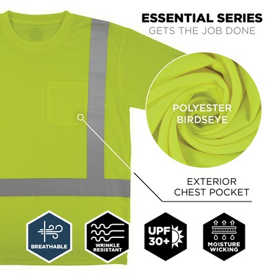 Ergodyne GloWear 8282 High Visibility Short Sleeve T-Shirt, ANSI Type R Class 2, Lime, Small (21832)