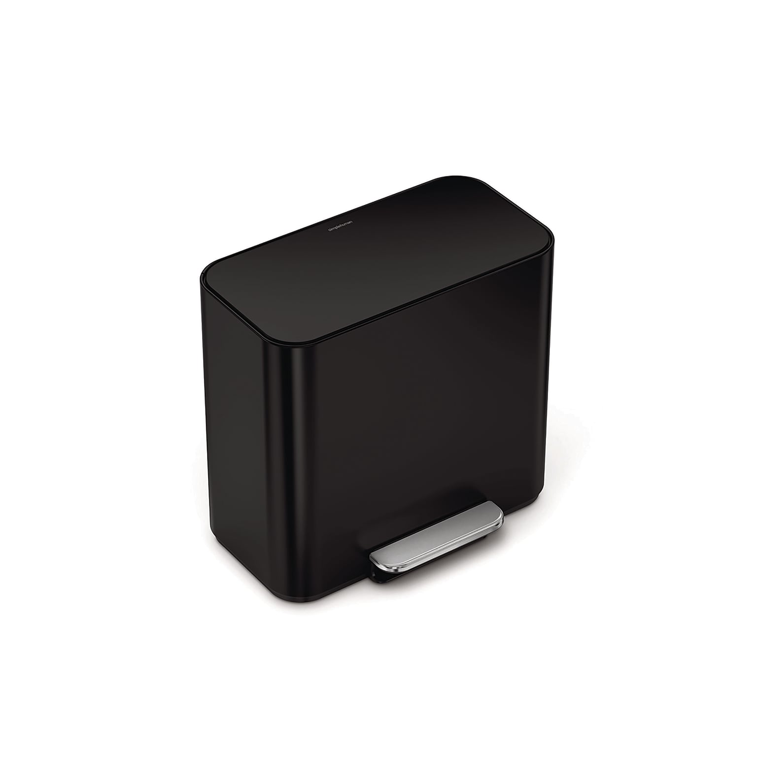 simplehuman 15L Mini Office Recycler with Liner Pocket, Matte Black Steel, Indoor Step Trash Can, 4 Gallons (CW2121)