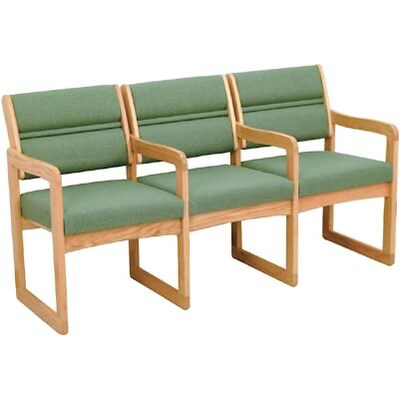 Wooden Mallet® Dakota Wave Series Triple Base Chairs with Arms in Vinyl; Blue