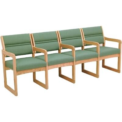 Wooden Mallet® Dakota Wave Series Quadruple Base Chairs with Arms in Vinyl; Blue