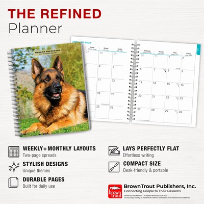 2027 BrownTrout German Shepherds 6.5" x 7.8" Calendar Year Weekly Standard Planner, Multicolor (9798330709496
