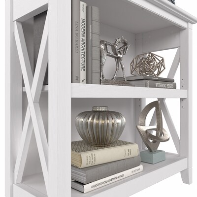 Bush Furniture Key West 30"H 2-Shelf Bookcase with Adjustable Shelf, Pure White Oak (KWB124WT-03)