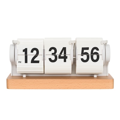 La Crosse Clock Rollins Mechanical White Flip Analog Quartz Tabletop Clock (536-526W)