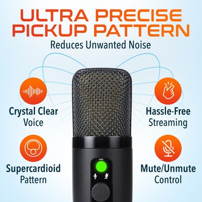 Delton M320 RGB Condenser Microphone and ANC Bluetooth Computer Headphones Podcast & Recording Kit, Black (DRU3000BD3)