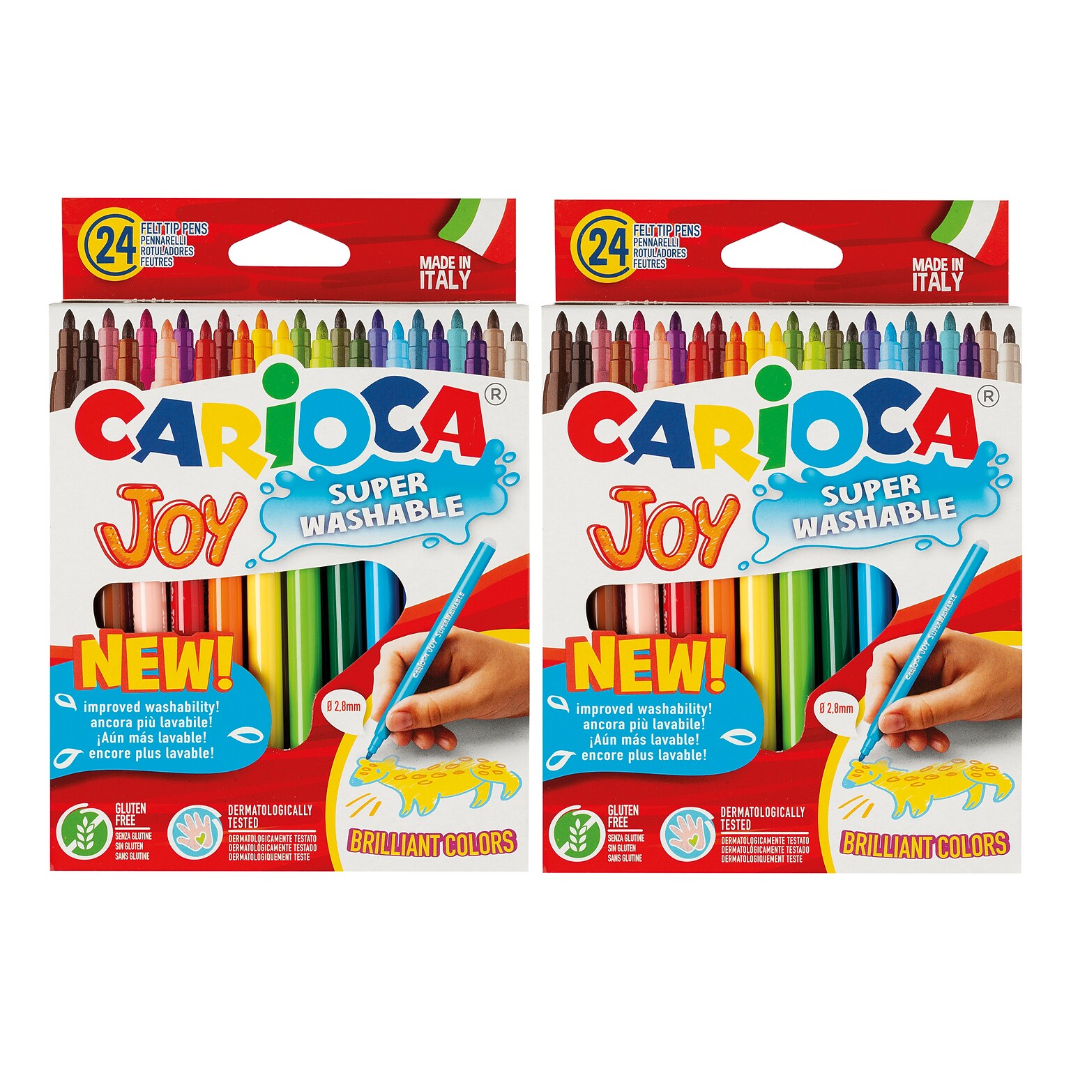 CARIOCA Joy Washable Kids Marker, Fine Tip, Assorted Colors, 24/Pack, 2/Bundle (CRA40615-2)