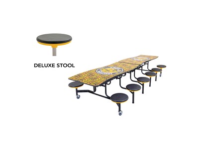 AmTab Ocean Waves Mobile Cafeteria Table w/ 12 Stools, 35" x 121", Assorted Colors (MSOWT1012)