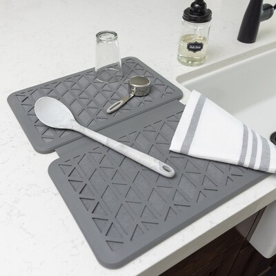 Better Houseware The Magic Dishmat™ II Stone and Silicone Drying Mat, Gray (3417)