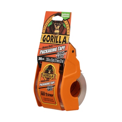 Gorilla Heavy Duty Tough & Wide Packaging Tape with Dispenser, 2.88 x 35 yds., Clear (6045002)