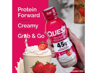 Quest Strawberry Protein Milkshake, 14 oz., 12 Bottles/Carton (QRTDHPST12M1)