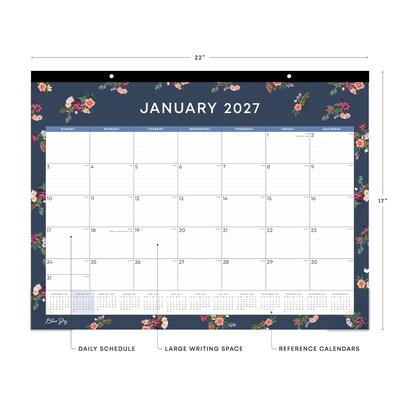 2027 Blue Sky Ashlyn Navy 22 x 17 Monthly Desk Pad Calendar, Blue (148618-27)