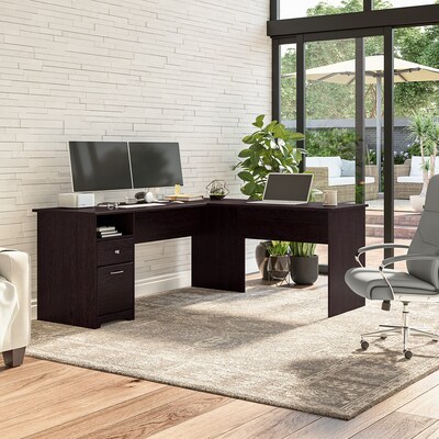 Bush Furniture Cabot 72"W L Shaped Computer Desk with Drawers, Espresso Oak (CAB051EPO)