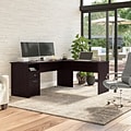 Bush Furniture Cabot 72W L Shaped Computer Desk with Drawers, Espresso Oak (CAB051EPO)