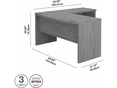 Bush Business Furniture Echo 60"W L Shaped Bow Front Desk, Modern Gray (ECH025MG)