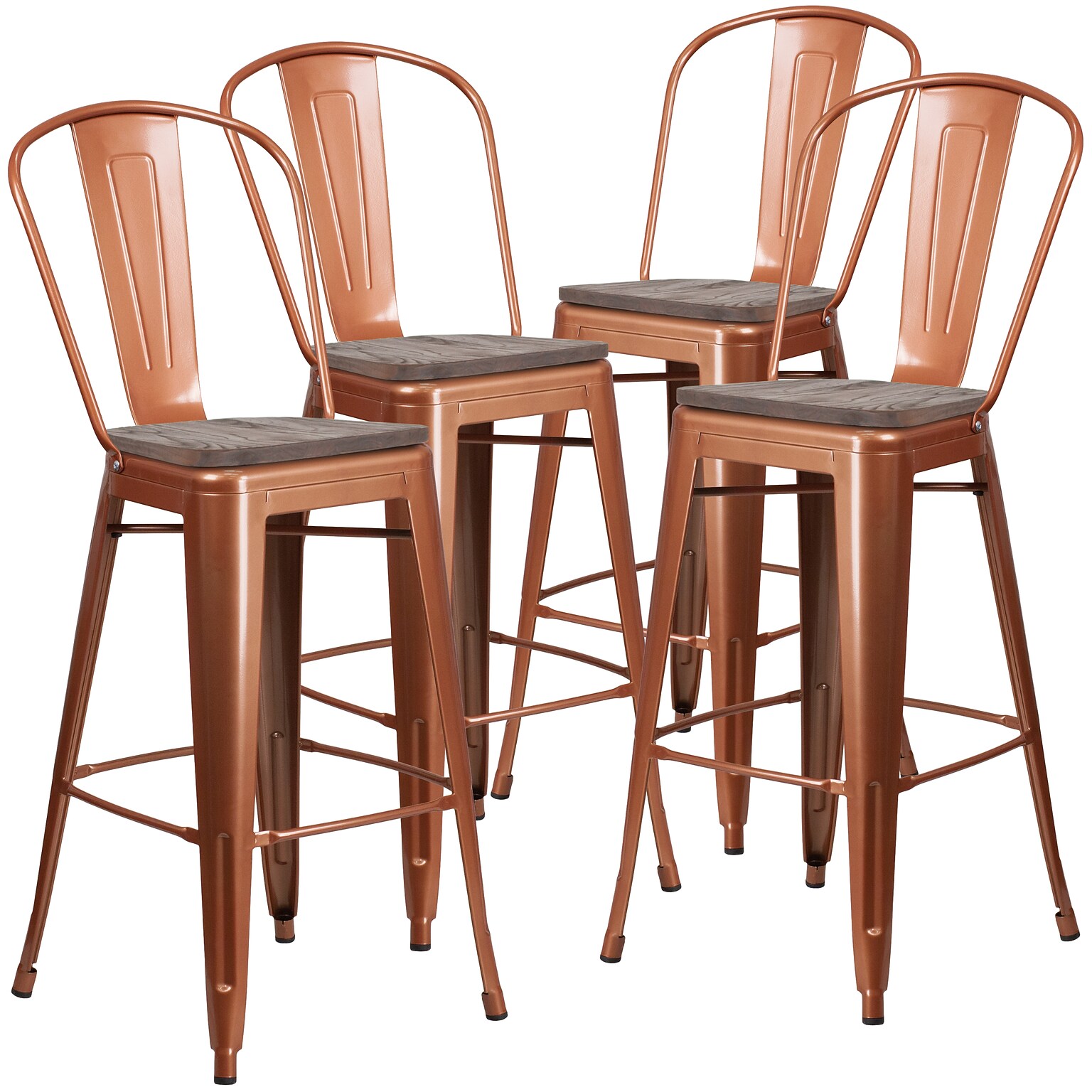 Flash Furniture Blake Contemporary Metal Vertical Back Barstool, Copper, 4-Pieces/Pack (4ET353430POCW)
