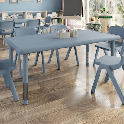 Flash Furniture Wren Rectangular Activity Table, 24 x 48, Height Adjustable, Dusty Blue (YUYCX012RECTDTB)