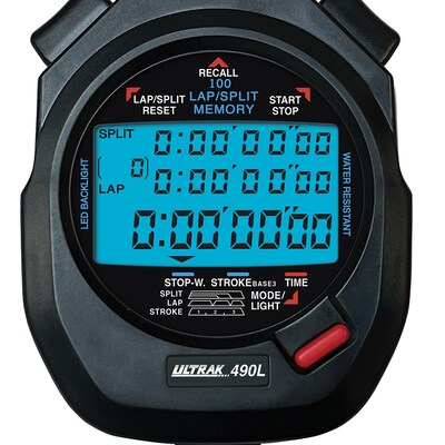 ULTRAK 490L LED Backlight 100 Dual Split Memory Stopwatch (CEI490L)