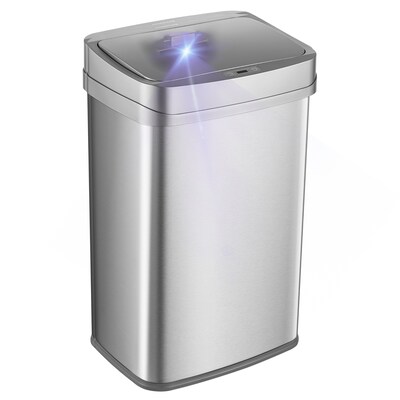 NineStars Stainless Steel Indoor UV Odor Neutralizing Automatic Sensor Trasn Can, 13.2 Gallons, Silv