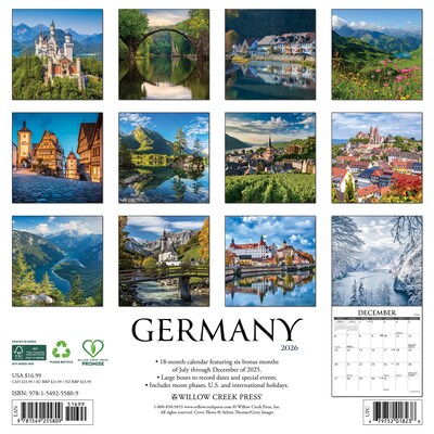 2026 Willow Creek Germany 12 x 12 Monthly Wall Calendar (55809)