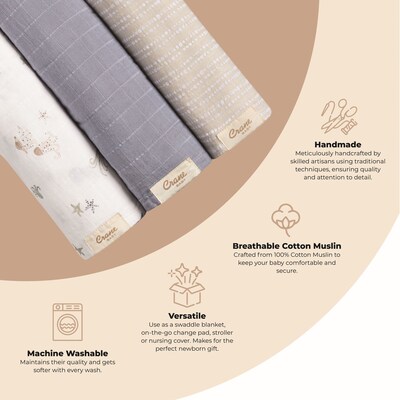 Crane Baby Cove Swaddle Set, 3-Piece, Sea Life (BC-160SWS-2)