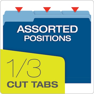 Pendaflex Two-Tone File Folders, 1/3-Cut Tab, Letter Size, Navy Blue, 100/Box (152 1/3 NAV)