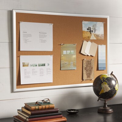 Quill Brand® Standard Durable Cork Bulletin Board, Aluminum Frame, 3'W x 2'H (28335-CC)