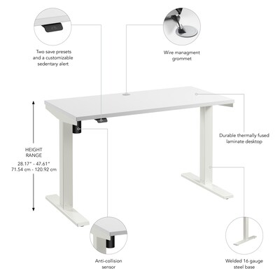 Bush Business Furniture Move 40 Series 48"W Electric Adjustable Standing Desk, White (M4S4824WHWK)