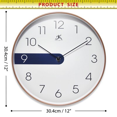 Infinity Instruments Copper Stripe Analog Wall Clock, Plastic Frame, 12" (20288GD-4529A)