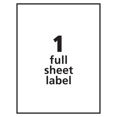 PRES-a-ply Laser/Inkjet Shipping Labels, 8-1/2" x 11", White, 1 Label/Sheet, 100 Sheets/Box (30605)