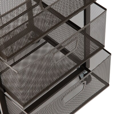 Mind Reader 3-Drawer Rolling Storage Organizer Cart with Wheels, Black (3TMESHC-BLK)