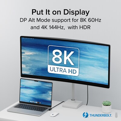 Plugable Thunderbolt 4 240W EPR Cable with Right Angle Connector, Black (TBT4-240W-80CMR)