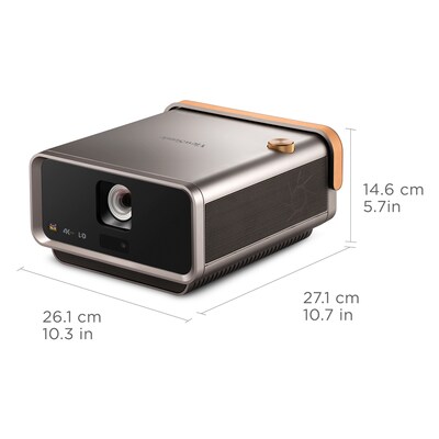 ViewSonic 4K UHD Projector with 2400 LED Lumens, USB-C, Bluetooth Speakers and Wi-Fi, Brown/Black (X11-4K)