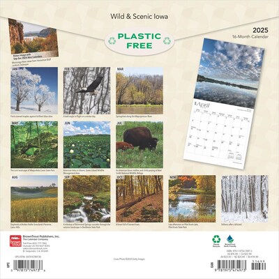 2025 BrownTrout Iowa Wild & Scenic 12 x 12 Monthly  Wall Calendar (9781975474973)