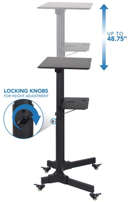 Mount-It! 24" W Portable Lectern Adjustable Aluminum Standing Podium, Black (MI-7971)