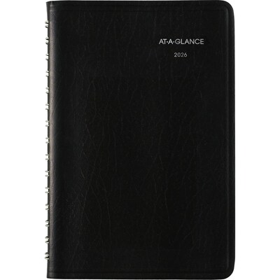 2026 AT-A-GLANCE DayMinder 5" x 8" Daily Appointment Book, Faux Leather Cover, Black (SK44-00-26)