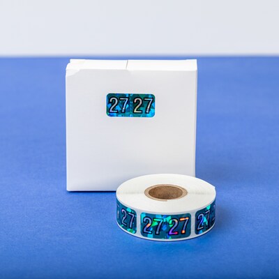 Medical Arts Press Holographic 2027 Year Labels, 3/4" x 1-1/2", Aqua, 500/Roll