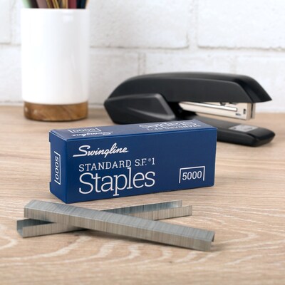 Swingline 1/4" Length Standard Staples, Full Strip, 5000/Box, 5 Boxes (S7035101S)
